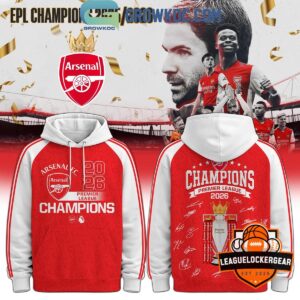 Arsenal Football Club Premier League Champions 2026 Hoodie