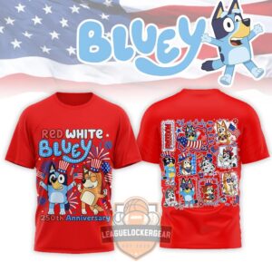 Bluey Red White Bluey 250th Anniversary T-Shirt