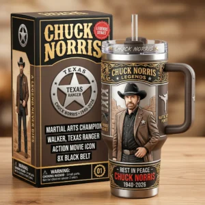 Chuck Norris Legends Series Rest In Peace 1940-2026 Texas Ranger Tribute Tumbler