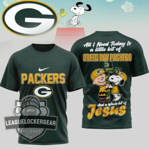 Green Bay Packers Peanuts Charlie Brown Snoopy T-Shirt