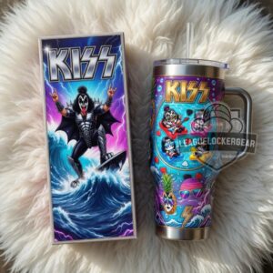 KISS Surfing Rock Band Stainless Steel Tumbler With Handle