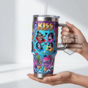 KISS Surfing Rock Band Stainless Steel Tumbler With Handle