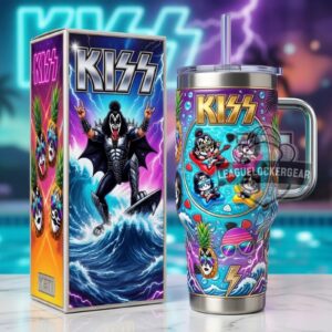 KISS Surfing Rock Band Stainless Steel Tumbler With Handle