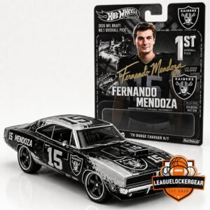 Hot Wheels 2026 NFL Draft No 1 Pick Fernando Mendoza 70 Dodge Charger