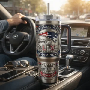 New England Patriots Super Bowl LX 2026 66th Anniversary Tumbler