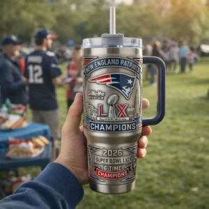 New England Patriots Super Bowl LX 2026 66th Anniversary Tumbler