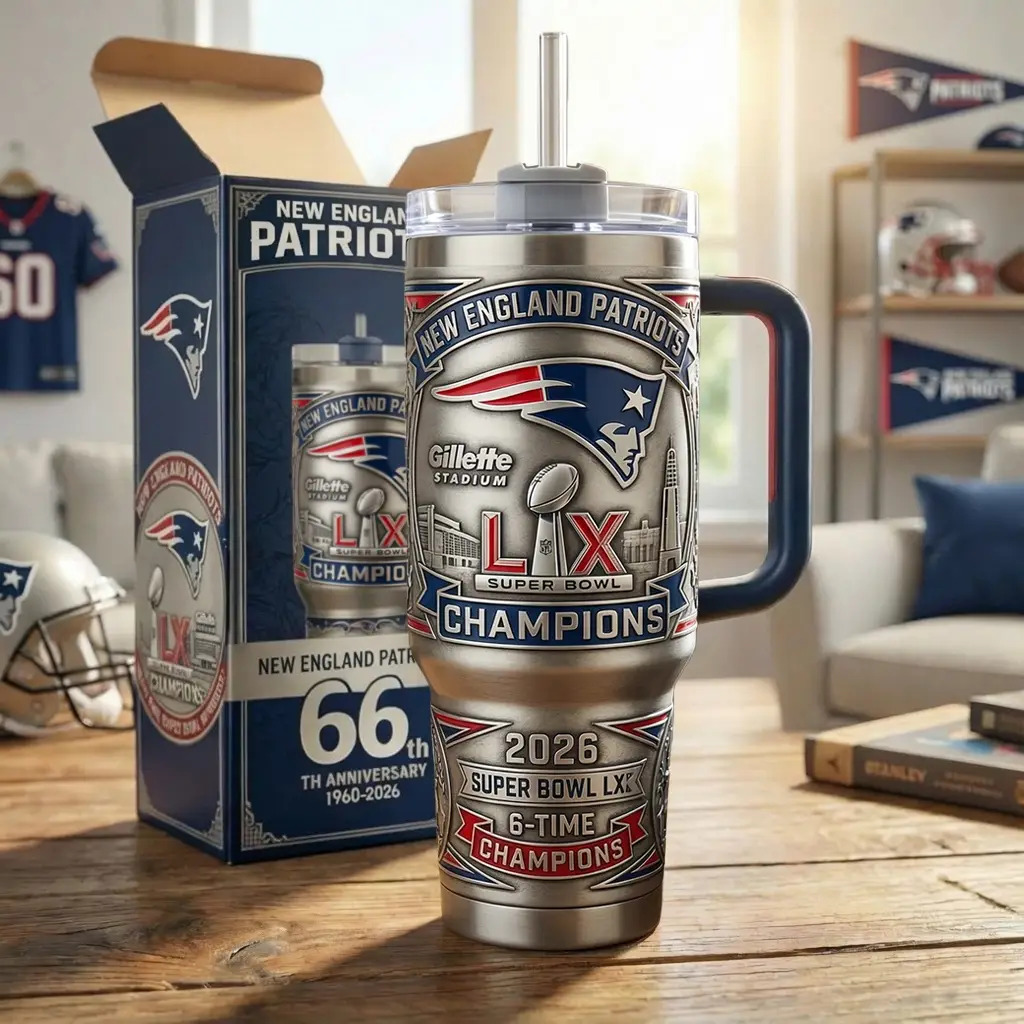 New England Patriots Super Bowl LX 2026 66th Anniversary Tumbler