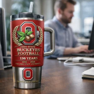 Ohio State Buckeyes Football 136 Years 1890-2026 Anniversary Travel Mug