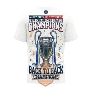 Paris Saint-Germain UEFA Champions League Back to Back 2026 Champions T-Shirt