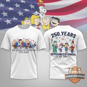 Peanuts Characters 250 Years of Freedom Semiquincentennial 1776-2026 T-Shirt