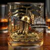 Personalized Military Veteran William Jackson The Veteran Myth Legend Golden Tribute Whiskey Glass