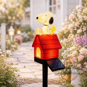 Snoopy and Woodstock House Light Garden Stake