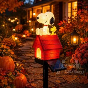 Snoopy and Woodstock House Light Garden Stake