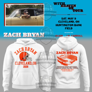 Zach Bryan Cleveland Browns With Heaven On Tour Cleveland 2026 Hoodie