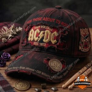 AC/DC Est 1973 High Voltage Back In Black Distressed Baseball Cap