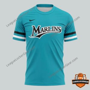 Miami Marlins Teal Throwback Uniform T-Shirt