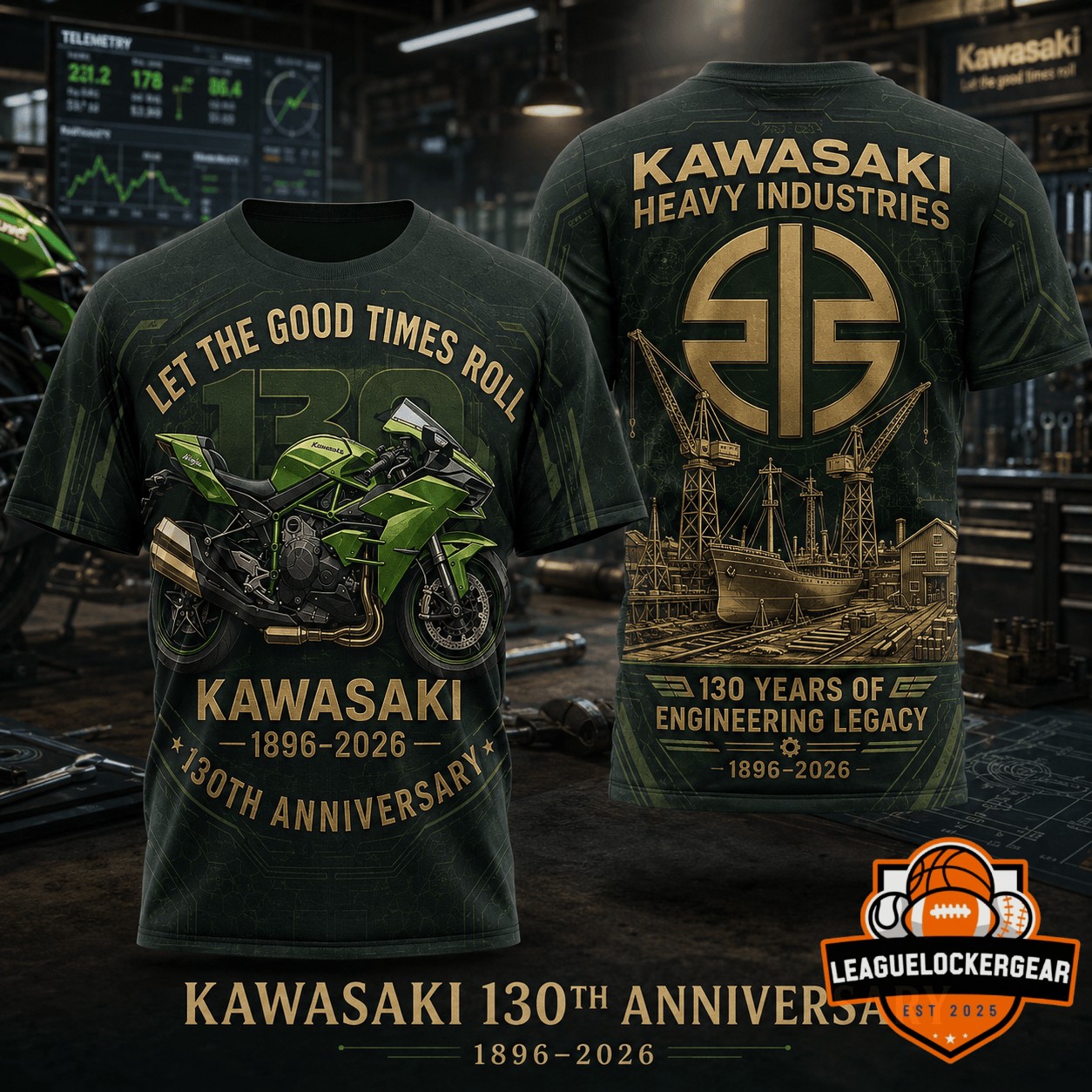 Kawasaki 130th Anniversary 1896-2026 Legacy T-Shirt - LeagueLockerGear
