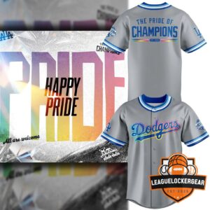 Los Angeles Dodgers Pride Champions EST 2026 Baseball Jersey