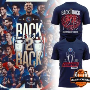 Paris Saint-Germain F.C. Back to Back Champions D'Europe 2025 2026 T-Shirt