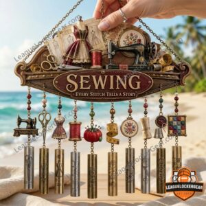 Sewing Every Stitch Tells A Story Hanging Sign Wind Chime