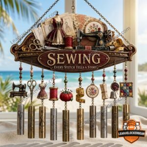 Sewing Every Stitch Tells A Story Hanging Sign Wind Chime
