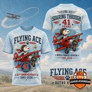 Snoopy Peanuts 41st Anniversary Flying Ace 1985-2026 T-Shirt