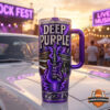 Deep Purple Rock Music Instruments Lightning Design Handle Tumbler