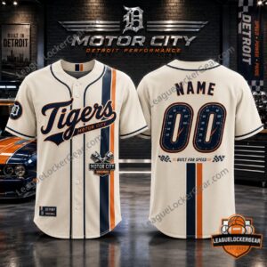 Detroit Tigers Motor City Built For Speed Automotive Custom Baseball Jersey