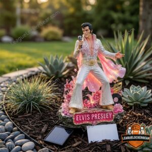 Elvis Presley King Of Rock And Roll Solar Garden Pink Light