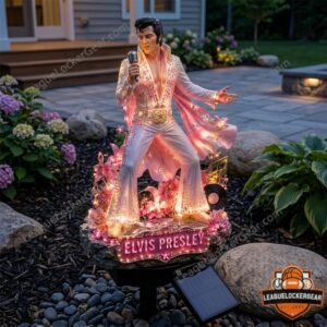 Elvis Presley King Of Rock And Roll Solar Garden Pink Light