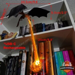 Flying Dragon Book Nook Light Fire-Breathing Shelf Lamp