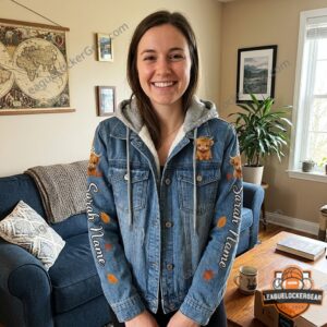 Highland Cow Is My Spirit Animal Custom Hooded Denim Jacket