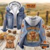Highland Cow Is My Spirit Animal Custom Hooded Denim Jacket