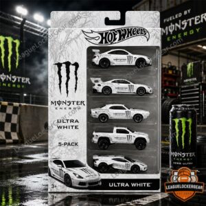 Hot Wheels Monster Energy Ultra White 5-Pack Diecast Cars Set