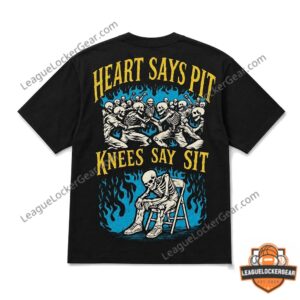 Mosh Pit Skeleton Heart Says Pit Knees Say Sit T-Shirt