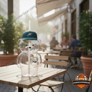 Philadelphia Eagles Cute Bear Shaped Clear Bear Glass Cup