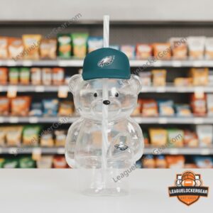 Philadelphia Eagles Cute Bear Shaped Clear Bear Glass Cup