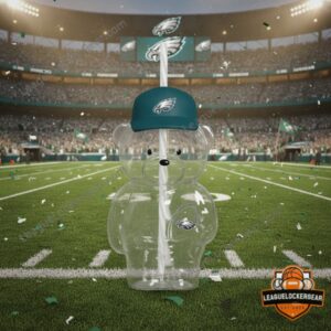 Philadelphia Eagles Cute Bear Shaped Clear Bear Glass Cup