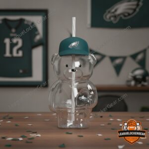 Philadelphia Eagles Cute Bear Shaped Clear Bear Glass Cup