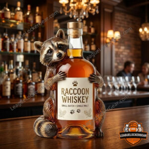 Raccoon Whiskey Bottle Holder Statue