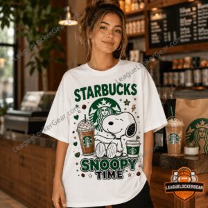 Snoopy Starbucks Snoopy Time I Need Starbucks To Focus T-Shirt