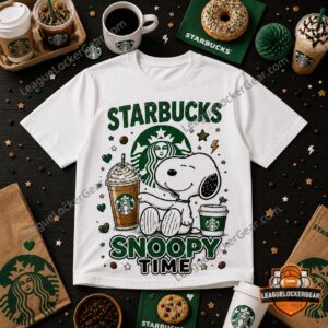 Snoopy Starbucks Snoopy Time I Need Starbucks To Focus T-Shirt