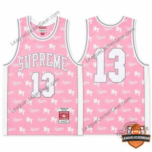 Supreme x Mitchell And Ness Monogram Basketball Pink Jersey