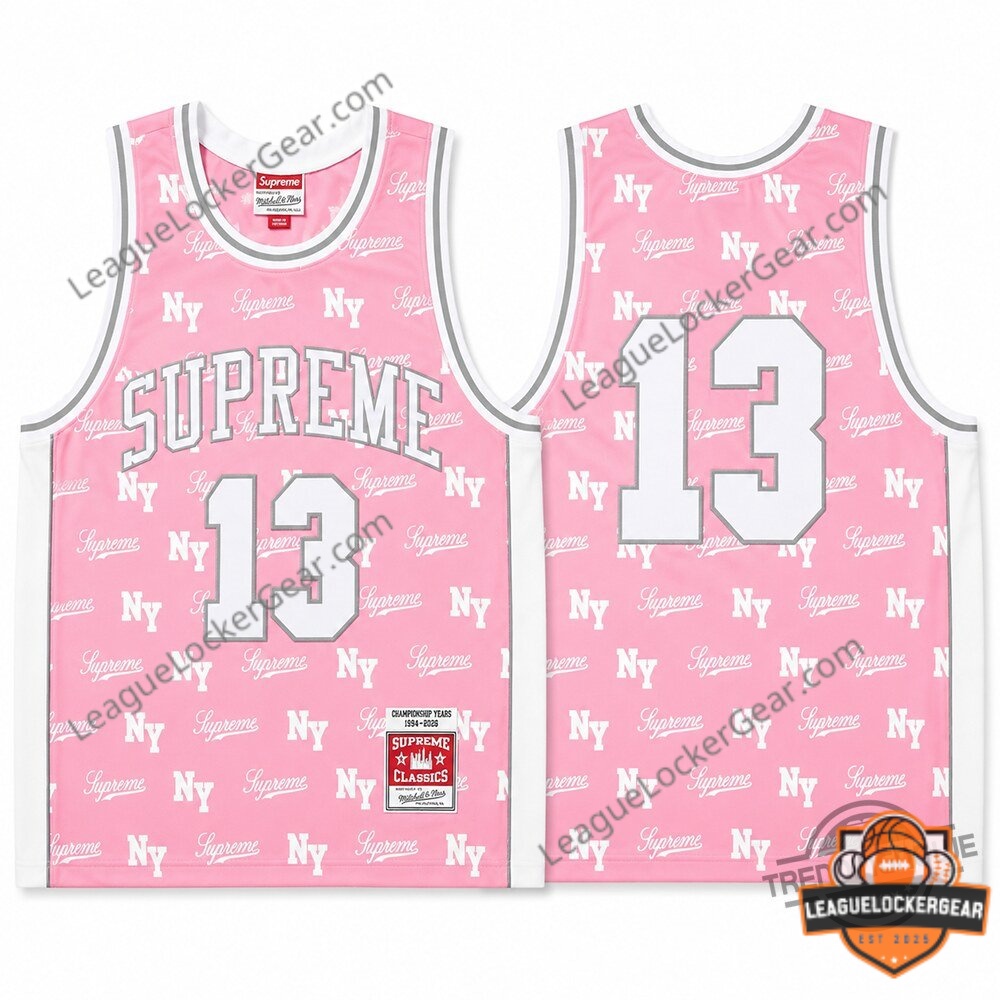 Supreme x Mitchell And Ness Monogram Basketball Pink Jersey
