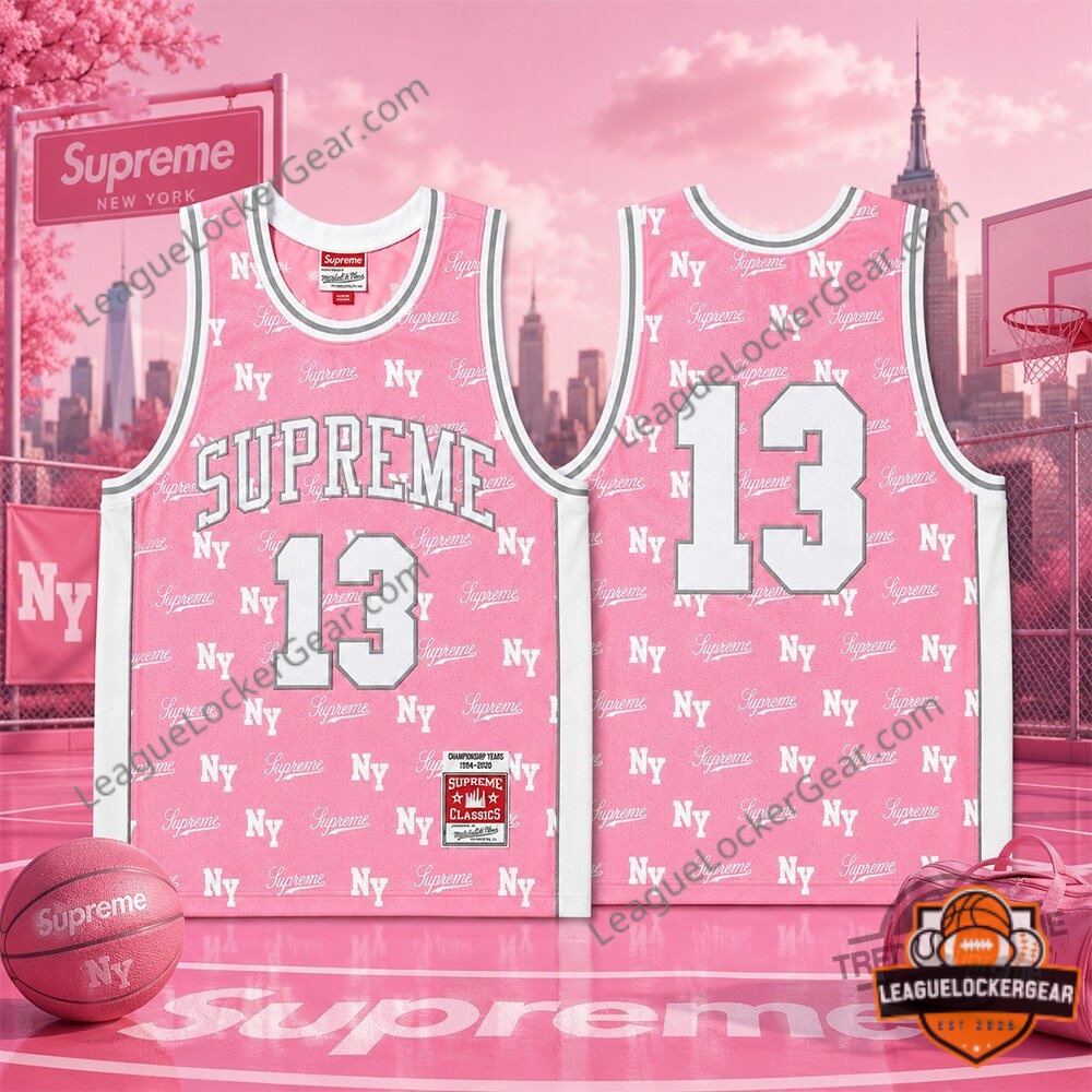 Supreme x Mitchell And Ness Monogram Basketball Pink Jersey