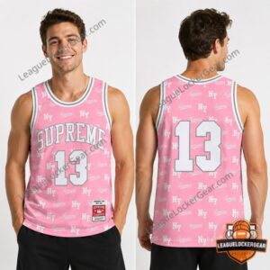 Supreme x Mitchell And Ness Monogram Basketball Pink Jersey