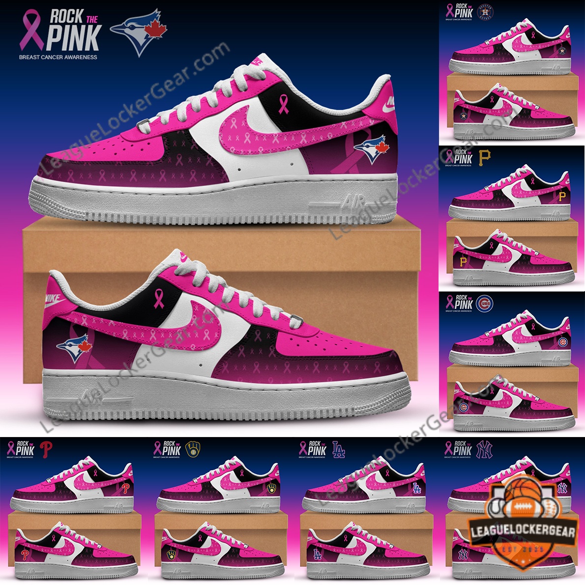 All Team MLB x Rock The Pink Breast Cancer Awareness Sneakers