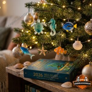 2026 Sea Glass Advent Calendar 24 Coastal Sea Life Ornaments - upper marine life ornaments