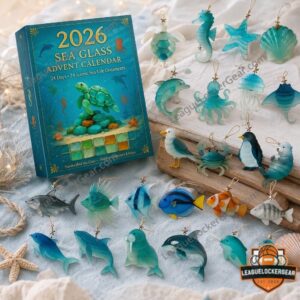 2026 Sea Glass Advent Calendar 24 Coastal Sea Life Ornaments - complete set view
