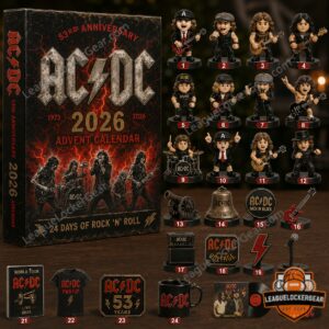 AC/DC 53rd Anniversary 2026 Advent Calendar - full product display with all collectibles